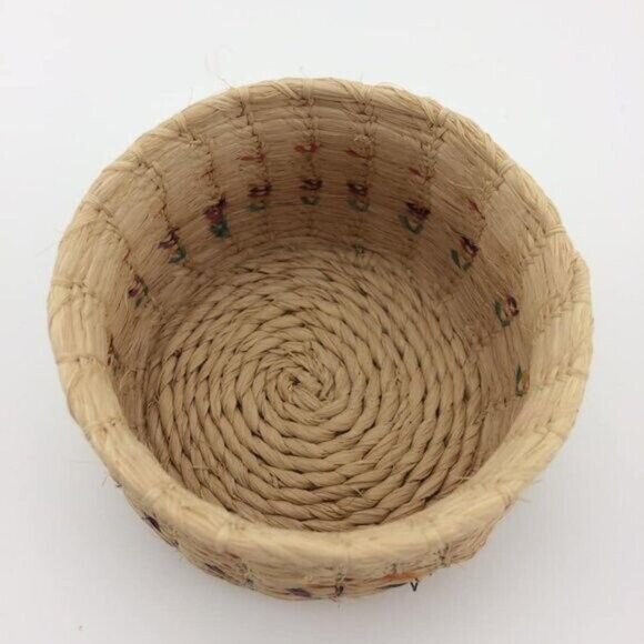 Handmade Woven Basket Woman Lady with Long Hair Figure Dress Folk Art 9" - Picture 14 of 16